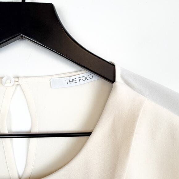 The Fold London Silk Stretch Layered Flowy Blouse Cream Ivory - Size 12 - Picture 5 of 13
